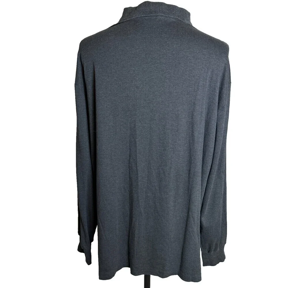 Polo Ralph Lauren Men's Long Sleeve Polo Shirt, Sz 2XLT, Gray 100% Pima Cotton